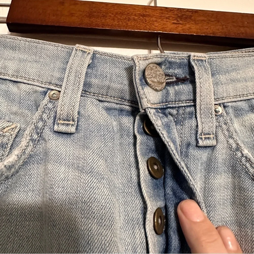 Anthro McGuire Frayed Denim Mini Skirt Size 25 NWT